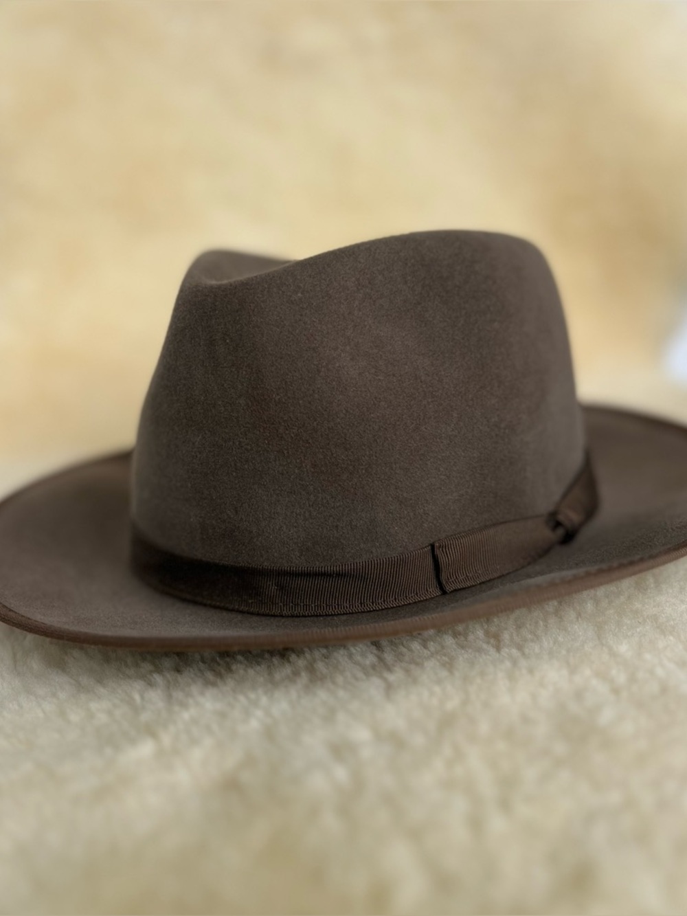 VTG Fiorentino Hat Fedora Mens Woman’s  Brown Ribbon Fur Felt Made in Italy